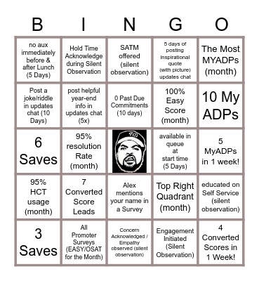 Wes'Side Bingo - January Bingo Card