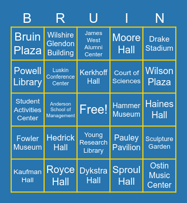 Bruin Bingo - StratComm Town Hall Bingo Card