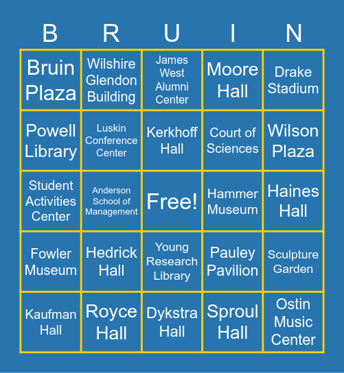 Bruin Bingo - StratComm Town Hall Bingo Card