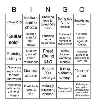 Tariq Opinion Bingo Card