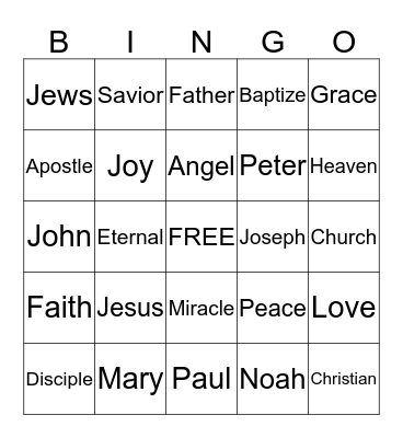 BIBLE BINGO Card