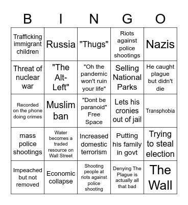 Things you knew would happen in 2016 that libs told you "That won't happen you're overreacting" Bingo Card