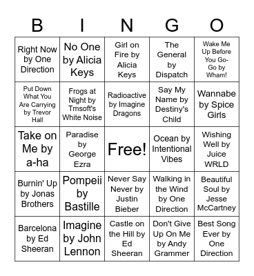 Music Bingo Card