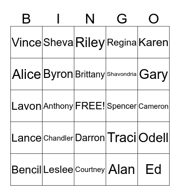 New Year Bingo Card
