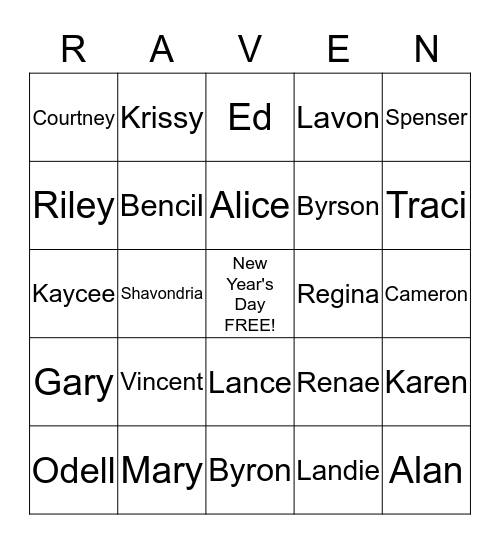 New Year Bingo Card