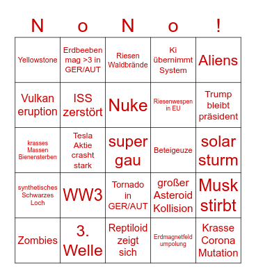 What happens in 2021 Bingo Card