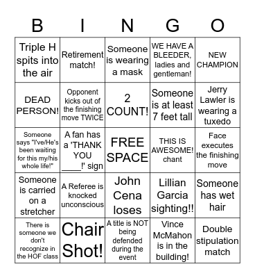 WRESTLEMANIAAA Bingo Card