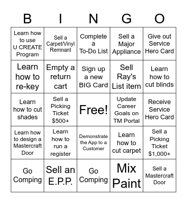 BIG Money Week Bingo Card