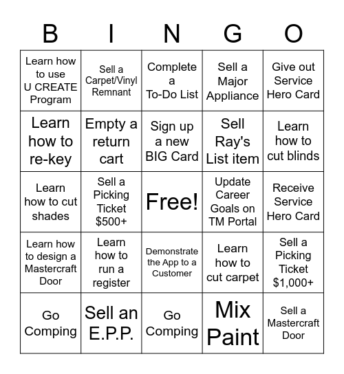 BIG Money Week Bingo Card