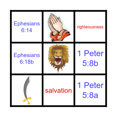 The Armor of God Bingo Card