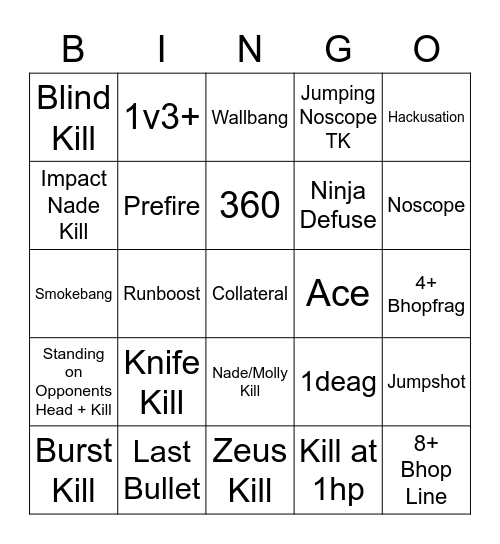 CSGO comp bingo draft Bingo Card