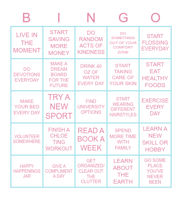 RESOLUTIONS BINGO Card