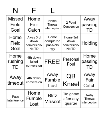 TOUCHDOWN BINGO Card