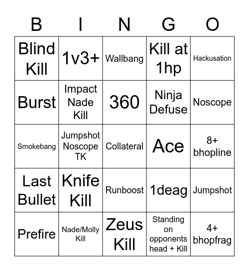 CSGO comp bingo draft Bingo Card