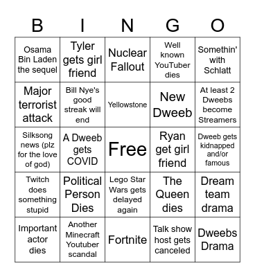 2021 :I Bingo Card