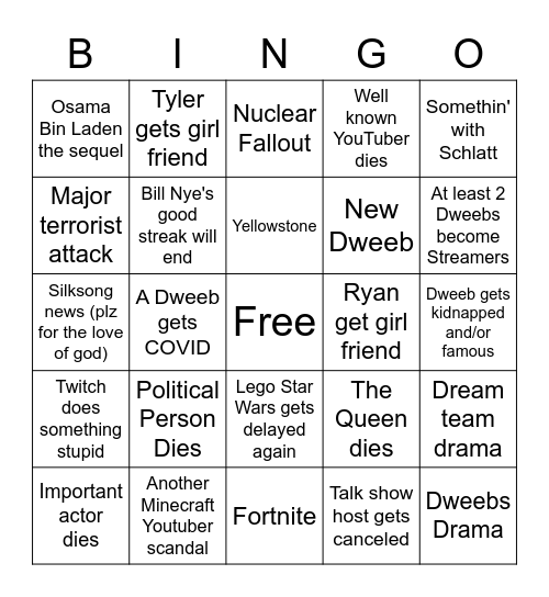 2021 :I Bingo Card