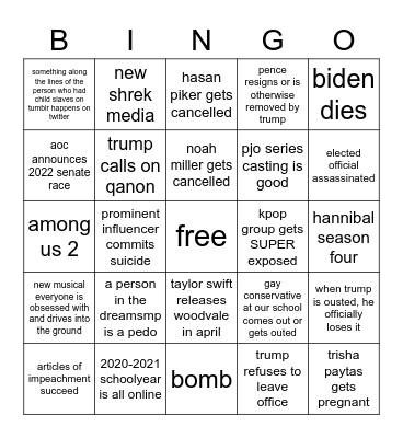 2021 Bingo Card