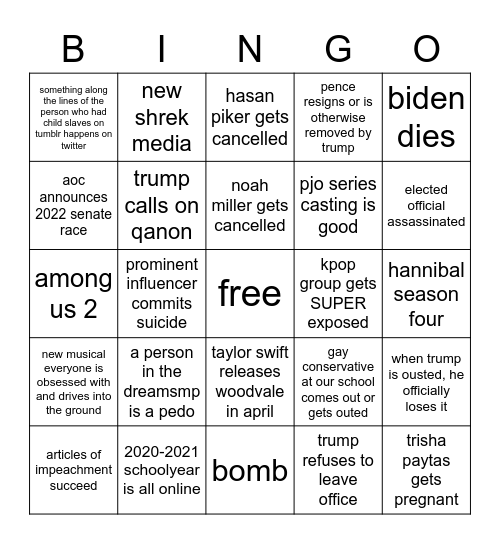 2021 Bingo Card