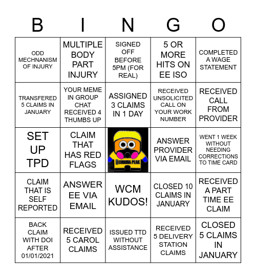 CLAIMS BINGO Card