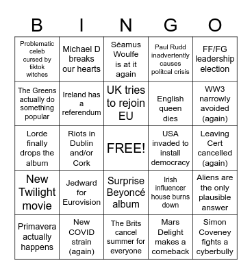 2021 Bingo Card