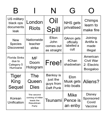 2021 Bingo Card