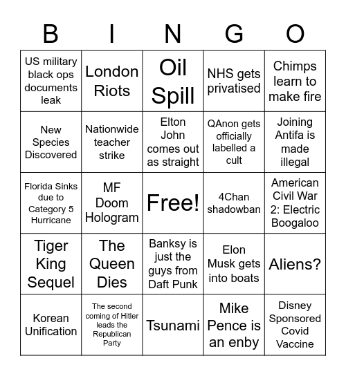 2021 Bingo Card