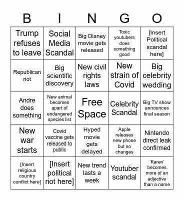 2021 Bingo! Bingo Card