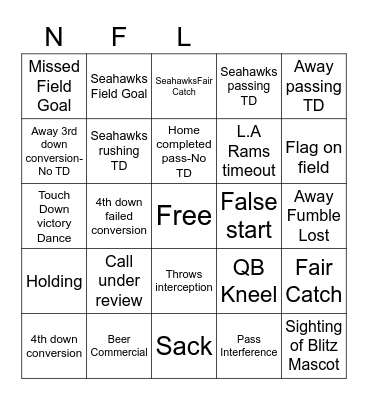 TOUCHDOWN BINGO Card