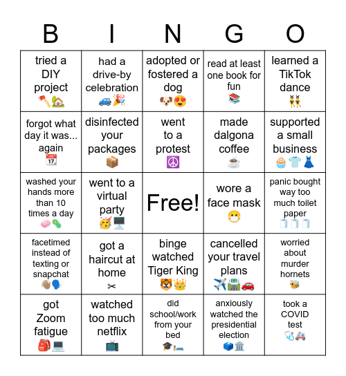 2020 BINGO Card