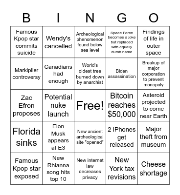 2021 Bingo Card