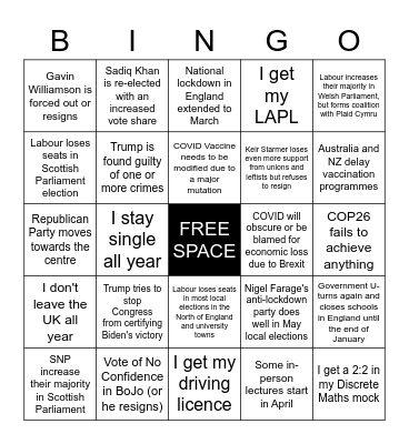 2021 Bingo Card