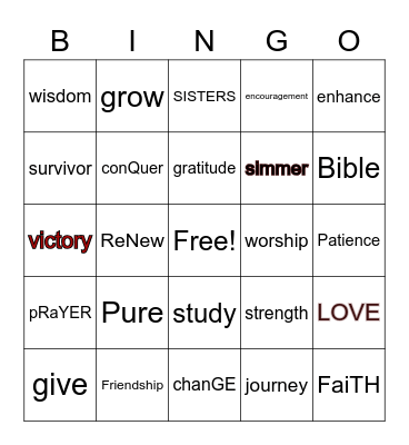 Ladies Lovin' God Bingo Card