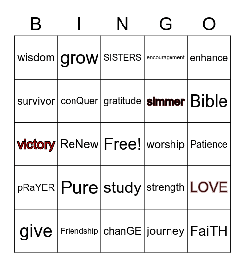 Ladies Lovin' God Bingo Card