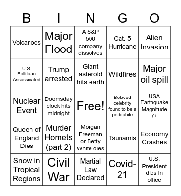 2021 Bingo Card