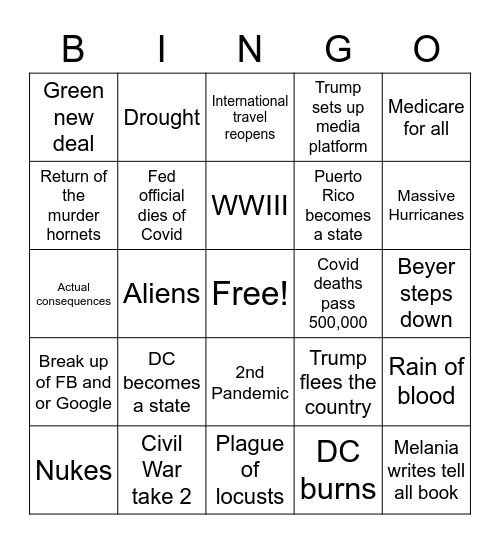 2021 Bingo Card