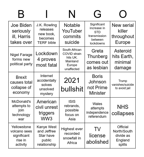 2021 Bingo Card