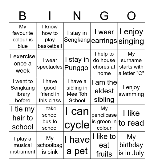 P3-3 BINGO! Bingo Card