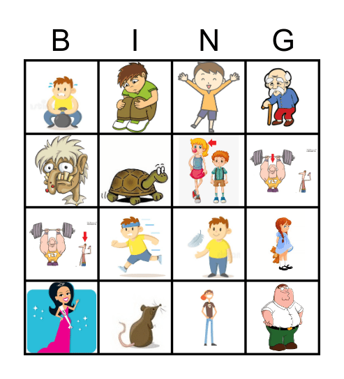 Adjective Bingo Card