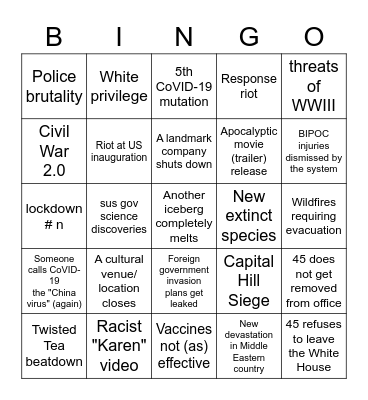 Sounds like 2021 - January Bingo Card