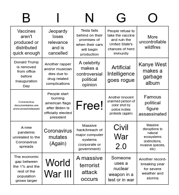 2021 Bingo Card