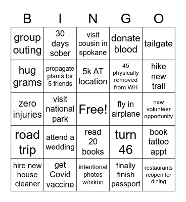 AMBER 2021 BINGO Card