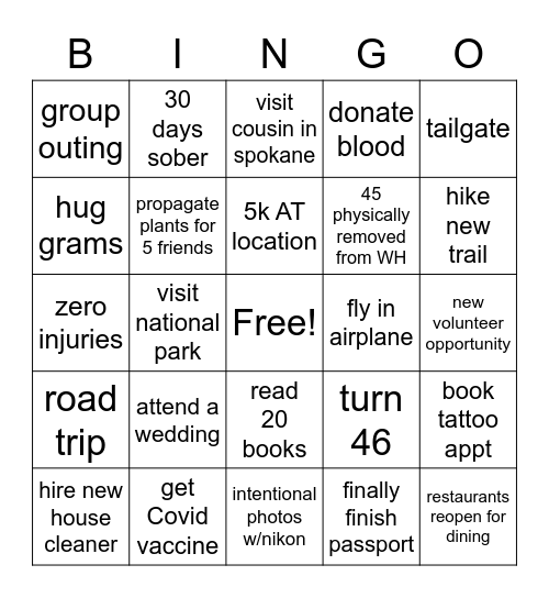 AMBER 2021 BINGO Card