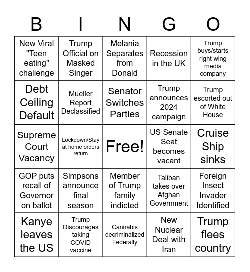 2021 Bingo Card
