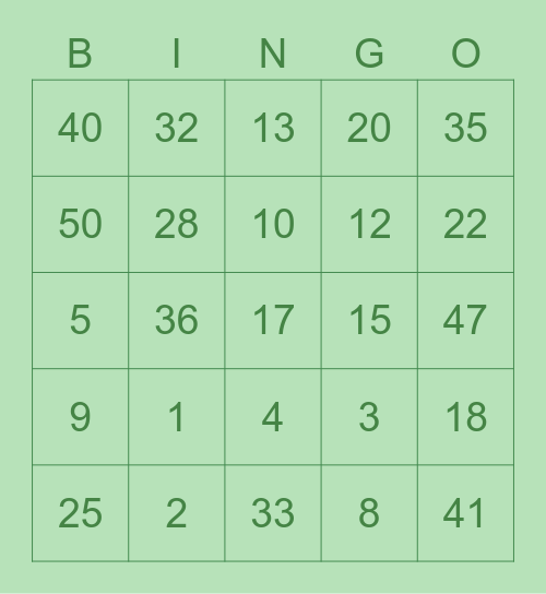 💚 Bingo Card