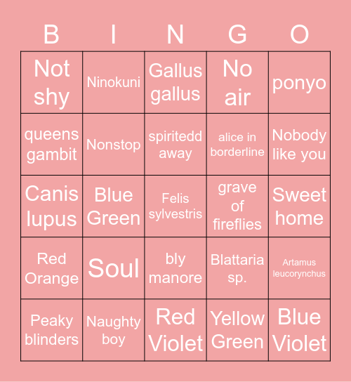YR Bingo Card