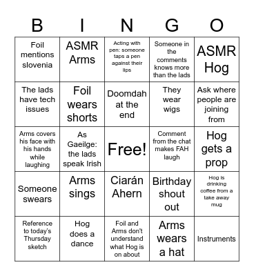 FAH Bingo Card