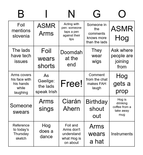 FAH Bingo Card