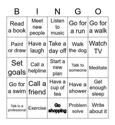 Resilience Bingo Card