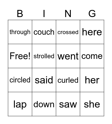 Lily the Cat Bingo Card