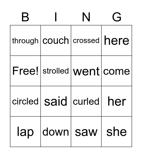 Lily the Cat Bingo Card